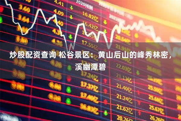 炒股配资查询 松谷景区：黄山后山的峰秀林密，溪幽潭碧